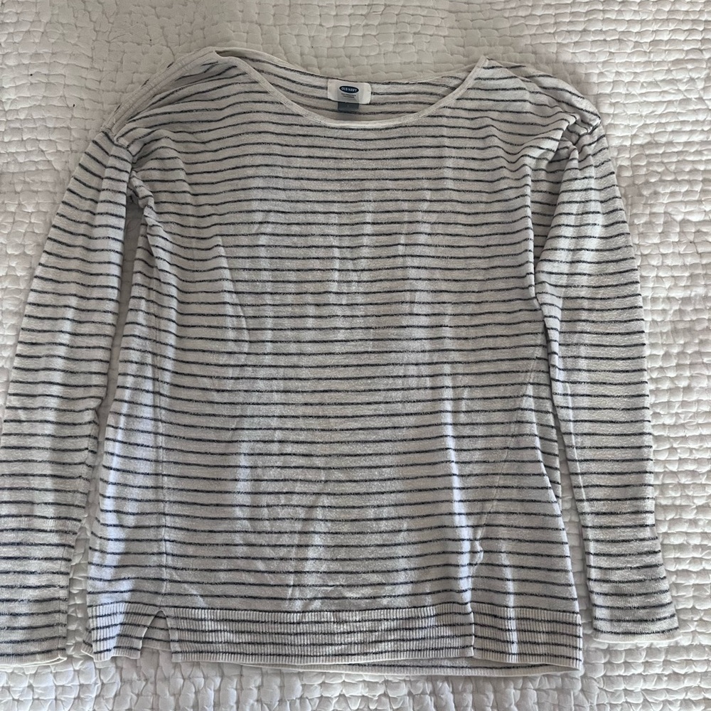 Classic Black and White Striped Long Sleeve Top
